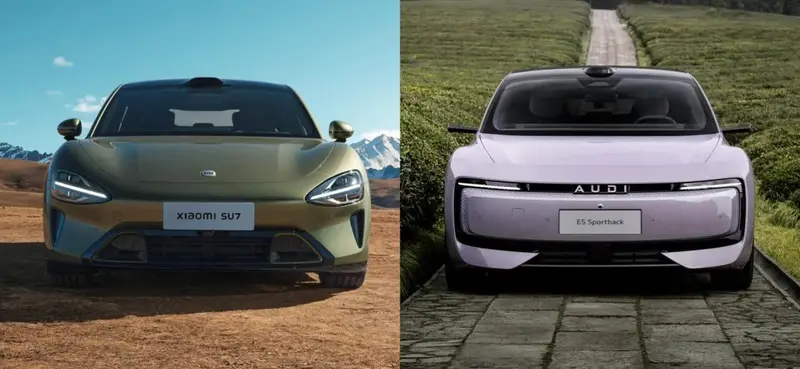 小米su7运动原型与奥迪E5Sportback本土化剧情